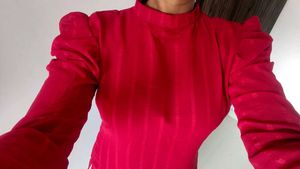 new fashion Red Mock Neck  kurti