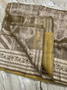 Elegant Brocade golden silk Saree