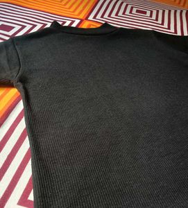 Ribbed Black Mock Neck Top