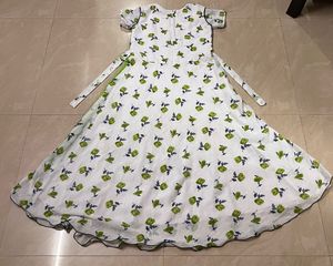 Cute White and Green Floral Dress