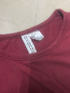 H&amp;M Maroon Short Sleeve Knit Top