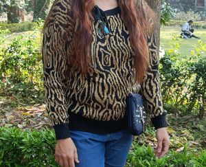Black And Golden Party Wear Sweatshirt