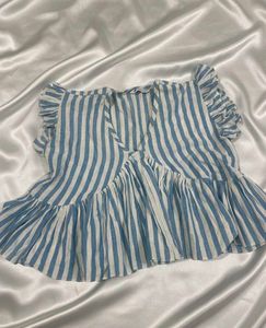 Striped Ruffle Peplum Top
