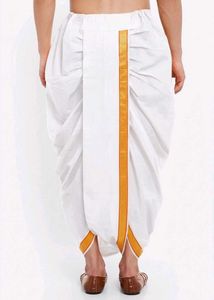 Men's White Dhoti with Gold Border