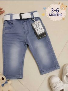 Baby Girls Light Wash Jeans with Belt