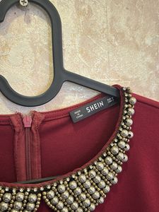 Chic Maroon Peplum Top