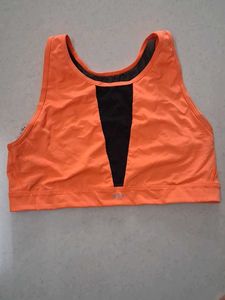 M Orange Sports Bra with Mesh Detail