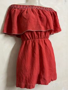 Off-Shoulder Ruffle mini jumpsuit