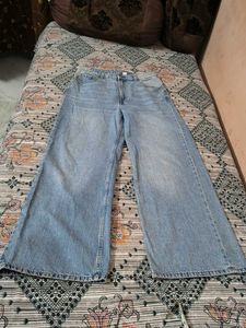Wide Leg Light Wash Denim Jeans
