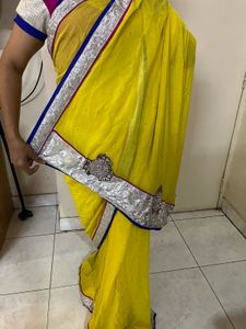 Vibrant Yellow Saree with Embellished Border
