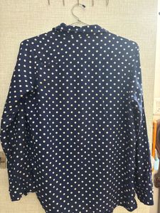 H&amp;M Navy Polka Dot Button-Up Shirt