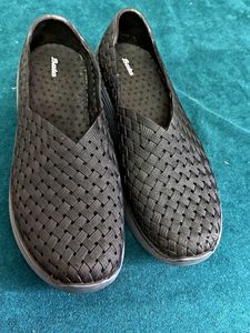 Black Woven Slip-On Shoes