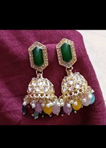 Multicolour Polka Jhumka Earrings