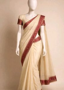 Cream saree with blouse