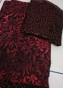 Elegant Red &amp; Black Floral Design Saree
