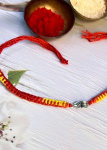 Pure Silver Rakhi Swastik Rakhi Red (1pec)