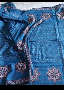 Elegant Blue Printed Kurta Set with Dupatta