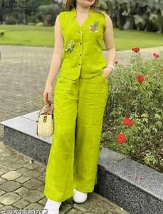 Stylish Blue Embroidered Pant Set co-ord se