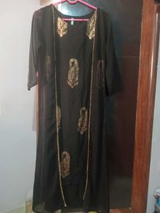 Elegant Black Kurta Set with Gold Print