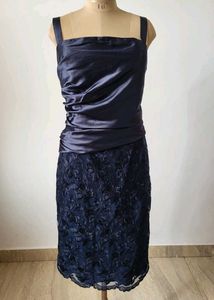 Elegant Navy Blue Lace Dress
