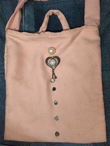 Cute Pink Heart Embellished Pouch