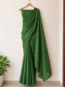 Elegant Green Geometrical Print Saree