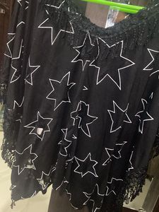 Stylish Black Star Print Top