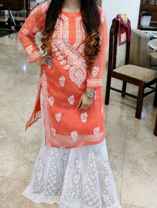 Heavy work Chikankari kurti set
