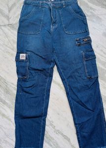 Blue Denim Cargo Jeans