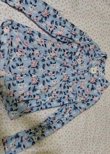 Blue Floral Button-Up Shirt