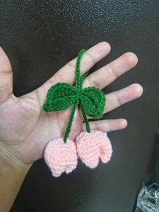 Crocheted Cherry Hair tie Charm