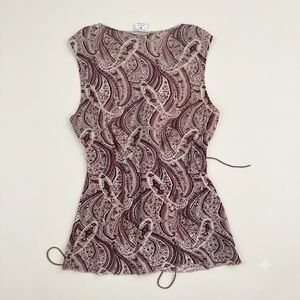 Vintage Y2K Paisley Lace-Up Tank Top