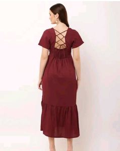 Burgundy Tiered Midi Dress
