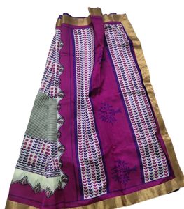 Combo 4 Sarees - WhitePeacockBlue + RedGreenZari