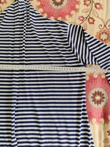Striped Open Front Long Cardigan