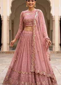 Sparkling Pink Net Lehenga