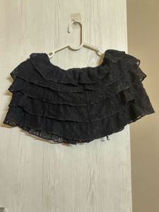 black lace layered mini skirts