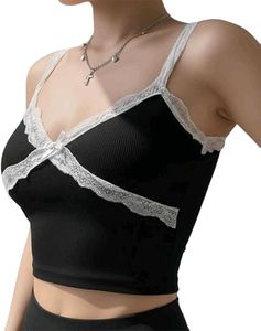 Black Lace Trim Camisole Top