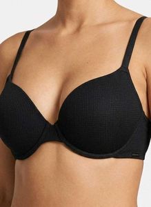 Black Ribbed Push-Up Bra