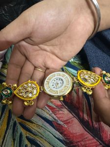Exquisite Kundan Kada with Watch