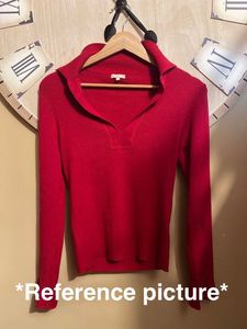 Red Collared Knit Sweater