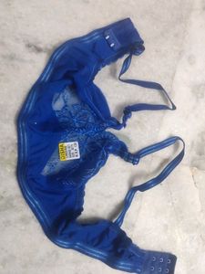Net Bra Panty Lingerie Set Royal Blue Size 30