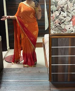 Elegant Red &amp; Orange Saree