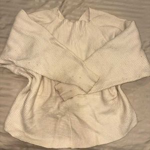 Cream Ribbed Wrap Sweater