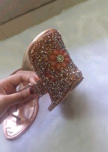 Sparkling Rose Gold Embellished Sandals