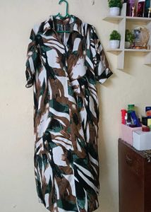 Abstract Print Midi Shirt Dress