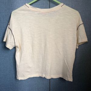 Cream Textured T-Shirt