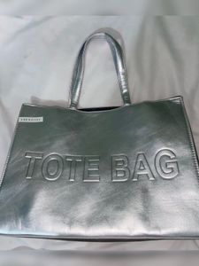 Silver Metallic Tote Bag