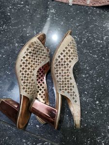 Embellished Gold Wedge Sandals