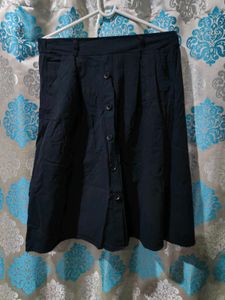 Black Button Front Skirt